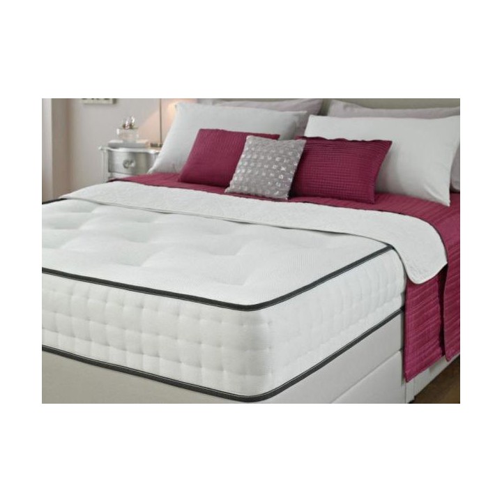 Bedford Damask Fabric Divan Bed Set with Spring Memory Foam Mattress