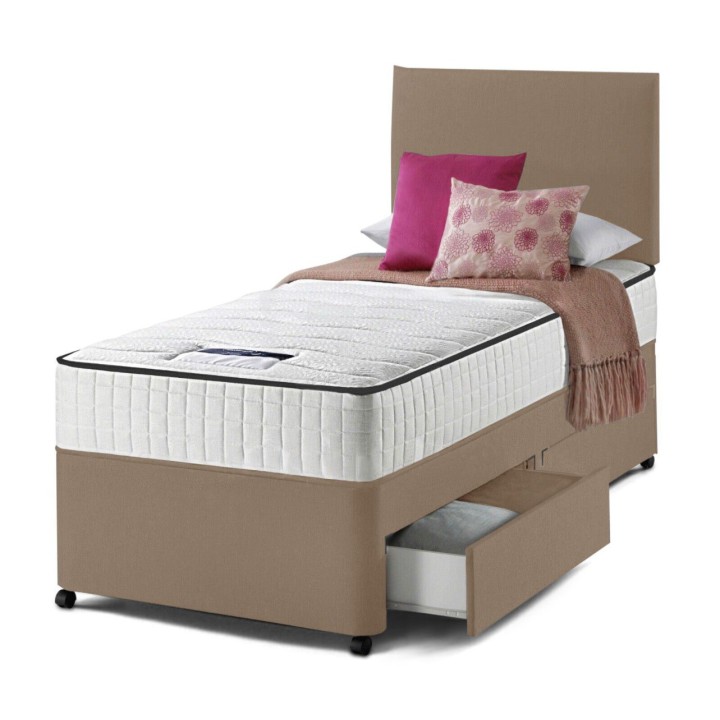 Single Divan Bed With Mattress, Storage & Headboard