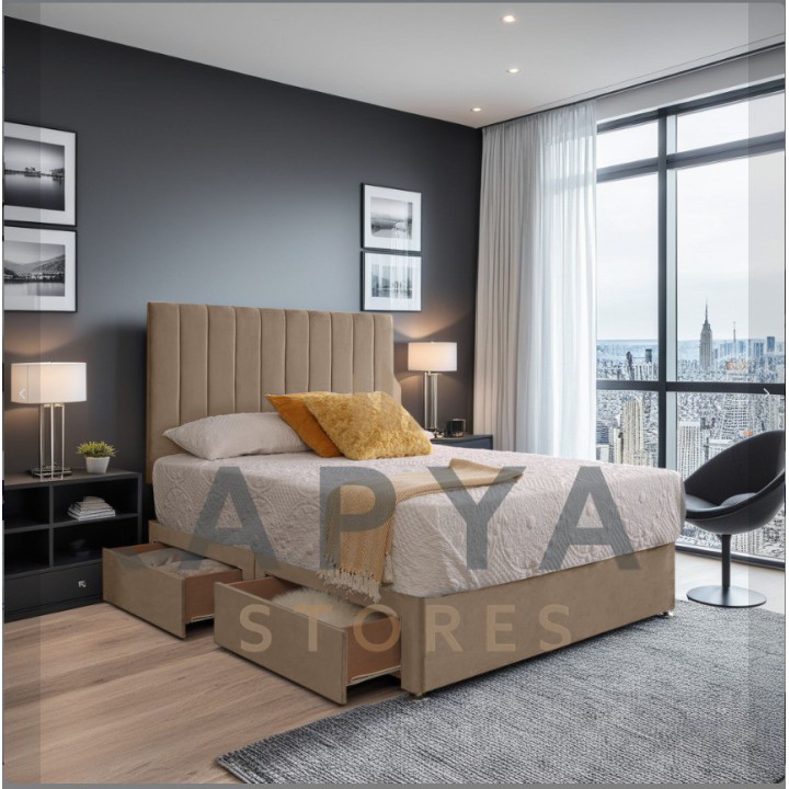 Casablanca Dreams Plush Velvet Divan Bed Set with Orthopaedic Mattress & Optional Storage Drawers