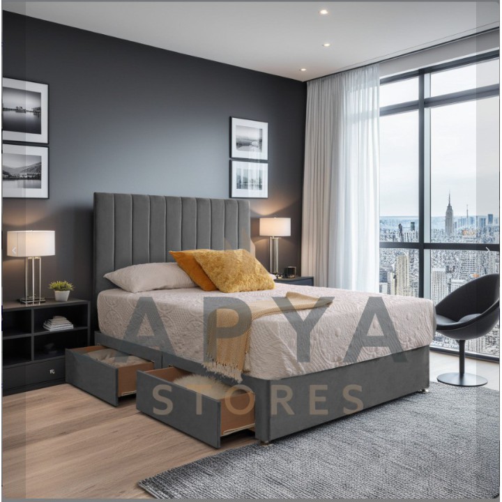 Casablanca Dreams Plush Velvet Divan Bed Set with Orthopaedic Mattress & Optional Storage Drawers