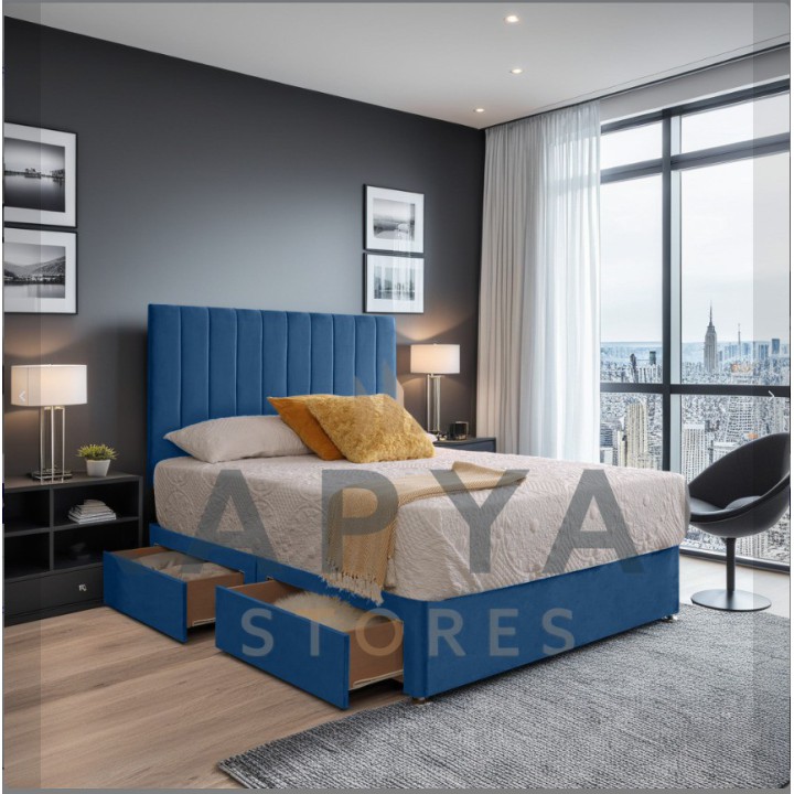 Casablanca Dreams Plush Velvet Divan Bed Set with Orthopaedic Mattress & Optional Storage Drawers