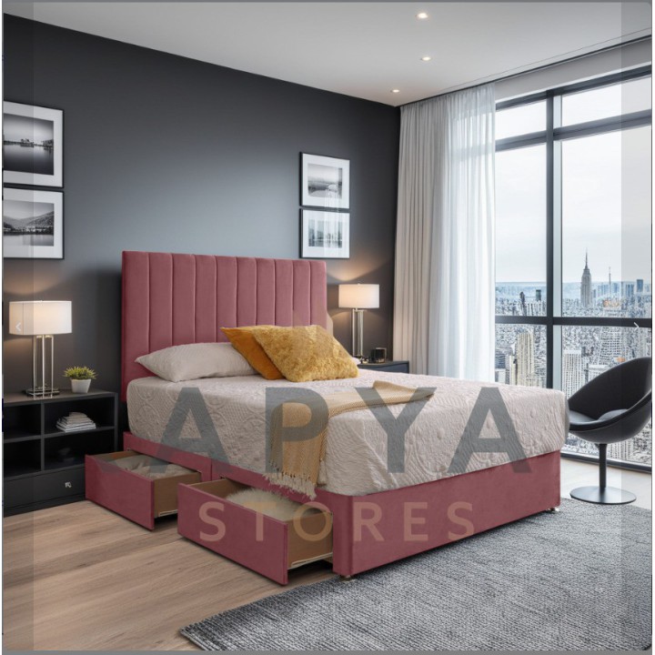 Casablanca Dreams Plush Velvet Divan Bed Set with Orthopaedic Mattress & Optional Storage Drawers