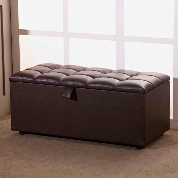 Hf4you Faux Leather Diamante Ottoman Storage
