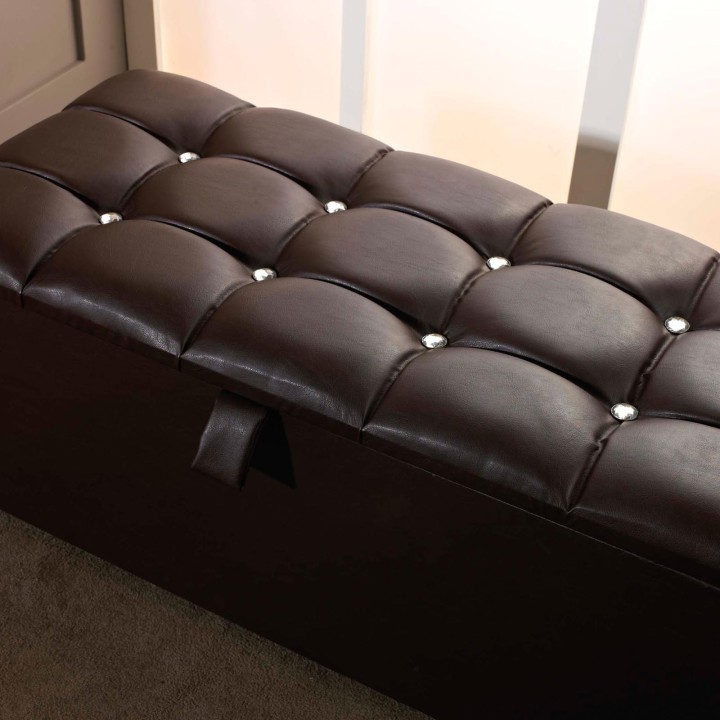 Hf4you Faux Leather Diamanté Ottoman Storage