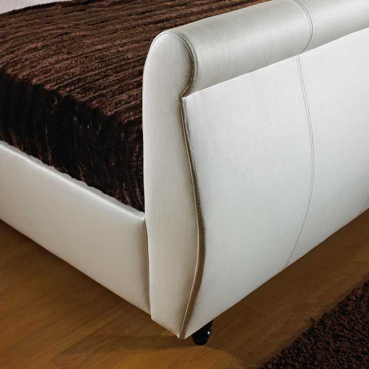 Hf4you Lauren Faux Leather Sleigh Bed