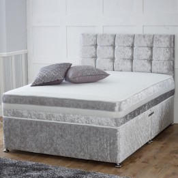 Hf4you 24" Cube Memory Sprung Crushed Velvet Divan Bed