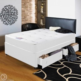 Hf4you Chester White Open Sprung 13.5g Damask Divan Bed with Mattress