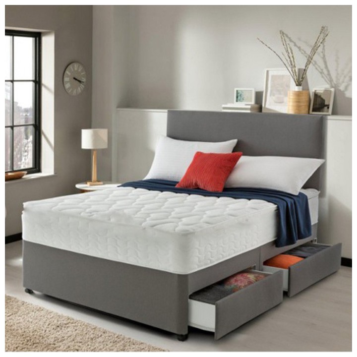 Hf4you Grey Suede Memory Bed with FREE Headboard